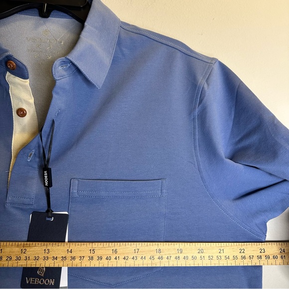 VEBOON Polo Men Collared T Shirts Front Pocket Cotton Blend Short Sleeve Tees L - Picture 5 of 8